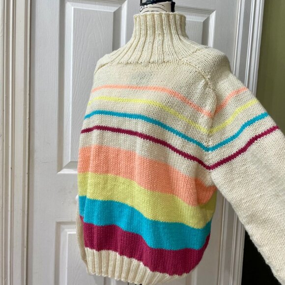 GRANNY SQUARE CHUNKY WOOL SWEATER COLOR POP SIZE MEDIUM - Picture 4 of 14